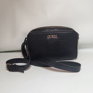 Guess Black Crossbody Camera Bag with Gold Details